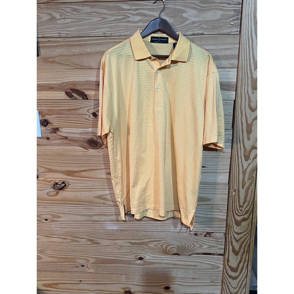 Fairway & Greene Pureformance Yellow Golf Polo Shirt Men's Large Short Sleeve